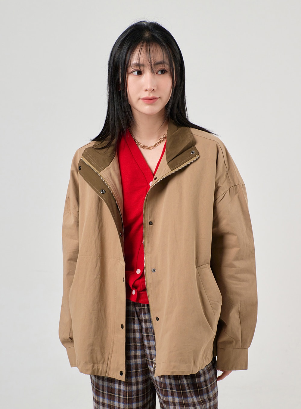 Grandpacore Oversized Button Bomber Jacket OF406