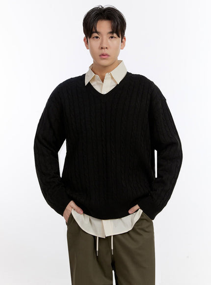 mens-cable-knit-v-neck-sweater-if528