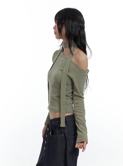 one-shoulder-slim-fit-ribbed-scarf-top-cs420