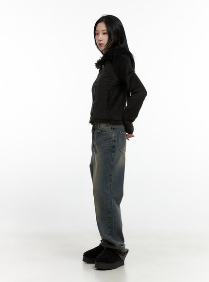 fuzzy-collared-slim-fit-zip-up-cn407