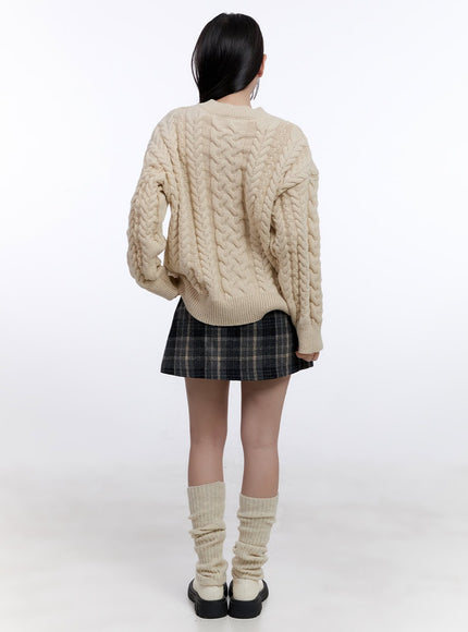 checkered-pleated-winter-mini-skirt-cj513