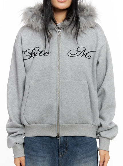Oversized Fur Zip-Up Hoodie CO529 - Acubi style | LEWKIN Oversized Fur Zip-Up Hoodie CO529 - Acubi style | LEWKIN