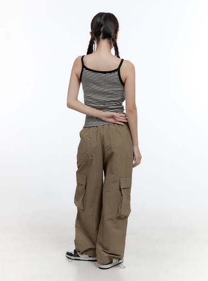 Nylon Wide Fit Cargo Pants CL424