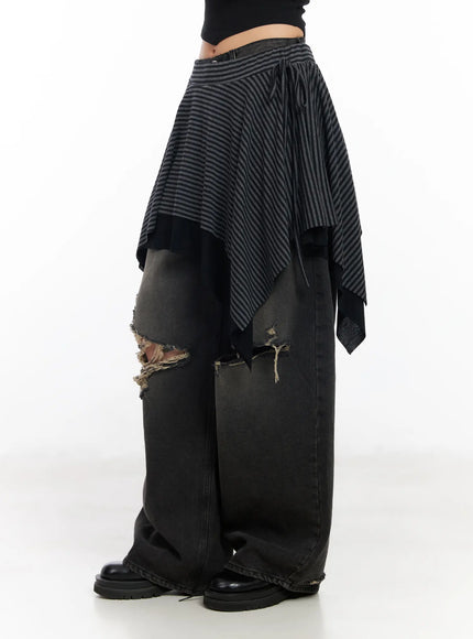 striped-asymmetric-flare-skirt-cd1202