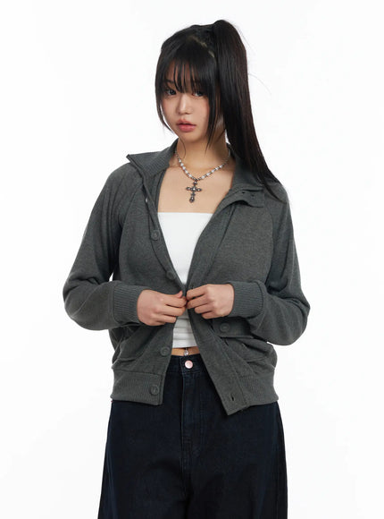 button-up-knit-cardigan-jacket-cf504 / Dark green