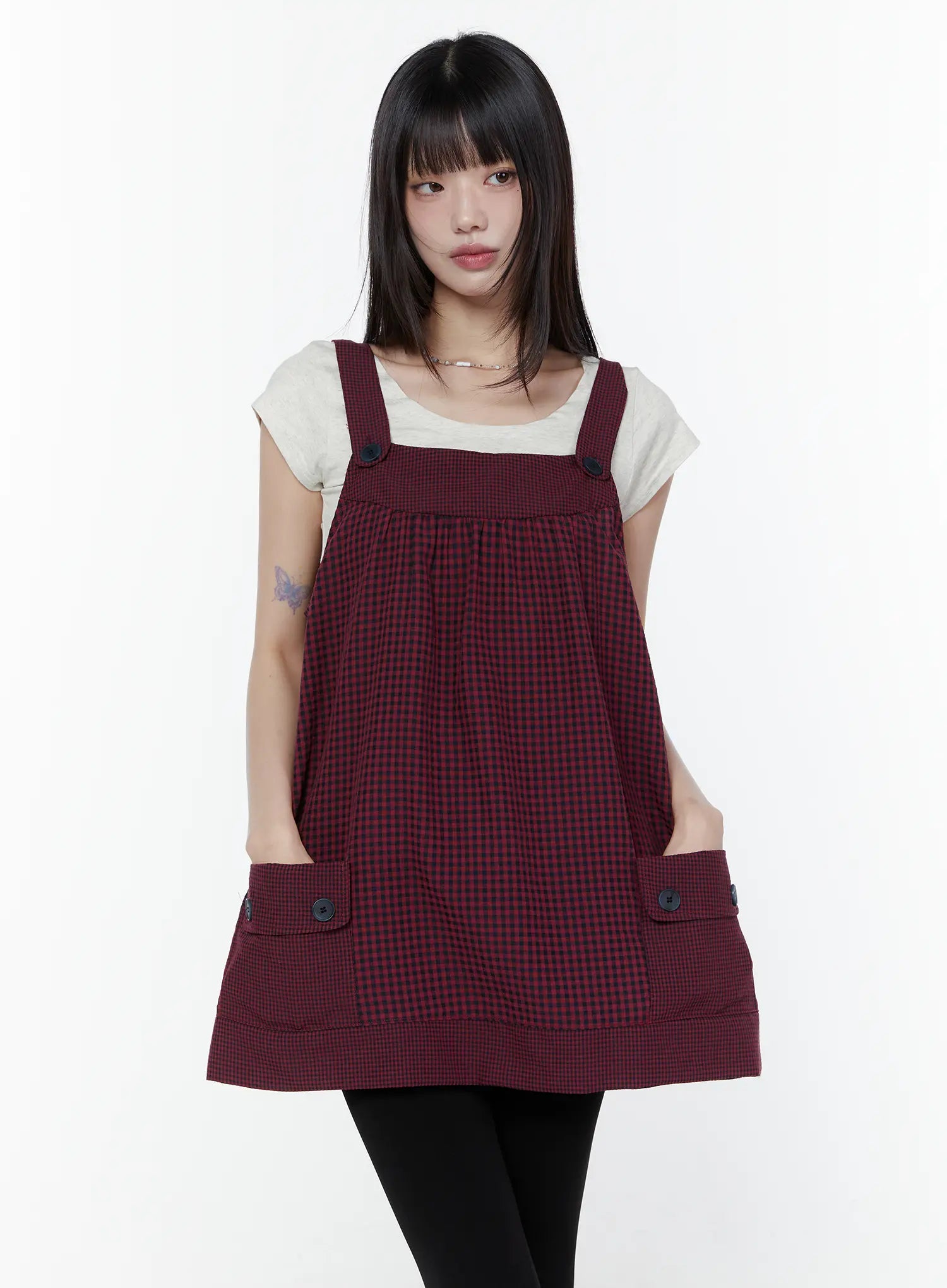 button-accent-plaid-mini-dress-cu508