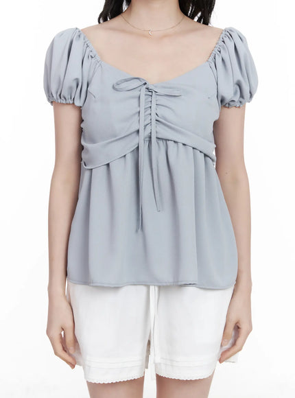 chiffon-ruched-puff-sleeve-blouse-ca510