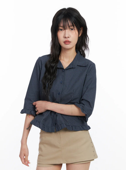 ruffled-gingham-3-4-shirt-co507