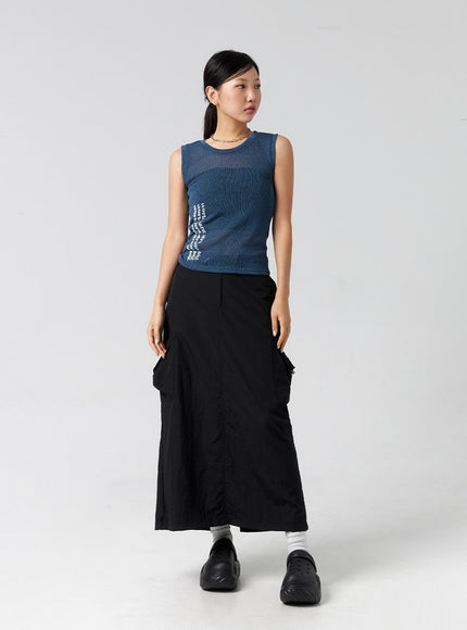 cargo-nylon-maxi-skirt-cg302