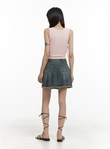 destroyed-pleated-mini-denim-skirt-oa426