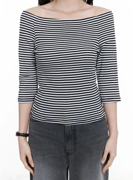 striped-off-shoulder-3-4-sleeve-top-ca510