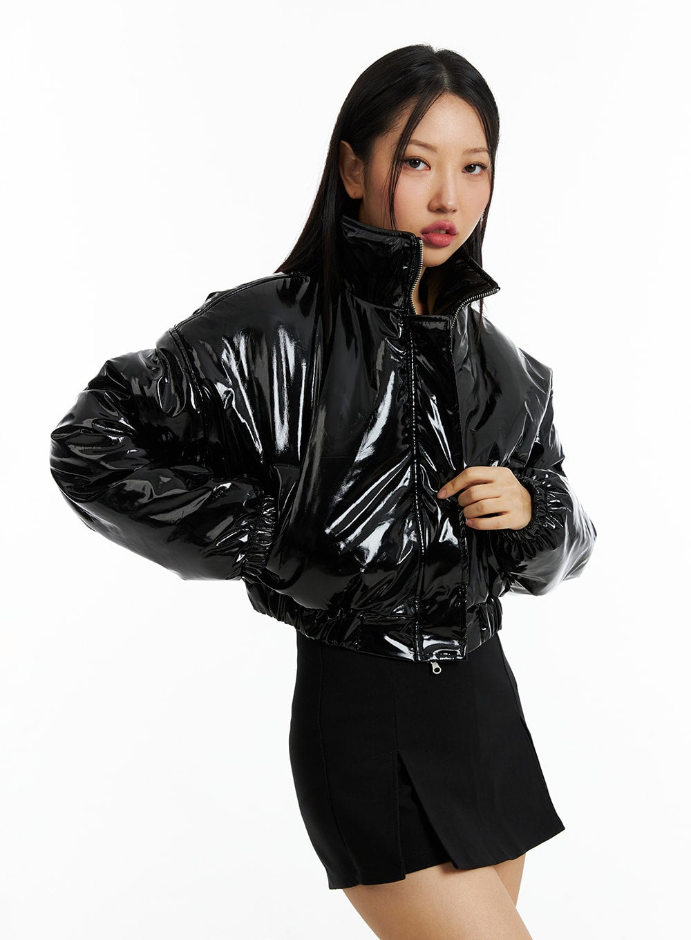 Vinyl puffer hotsell jacket cropped