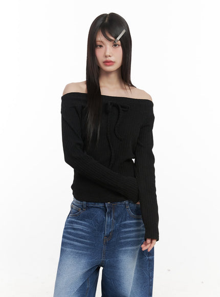 ribbed-off-shoulder-long-sleeve-ribbon-top-cj524