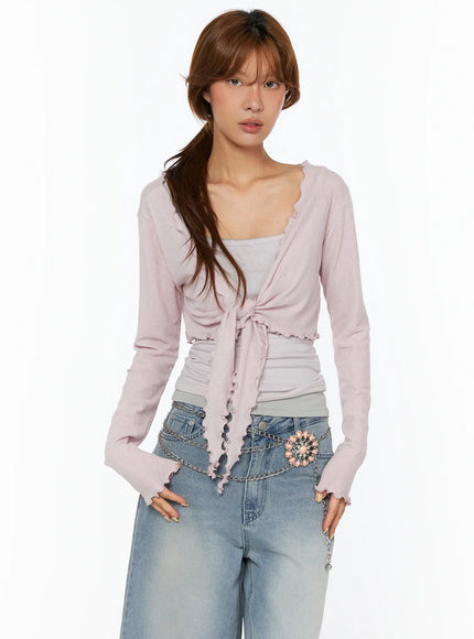 sheer-frill-bolero-cardigan-cu518 / Light pink