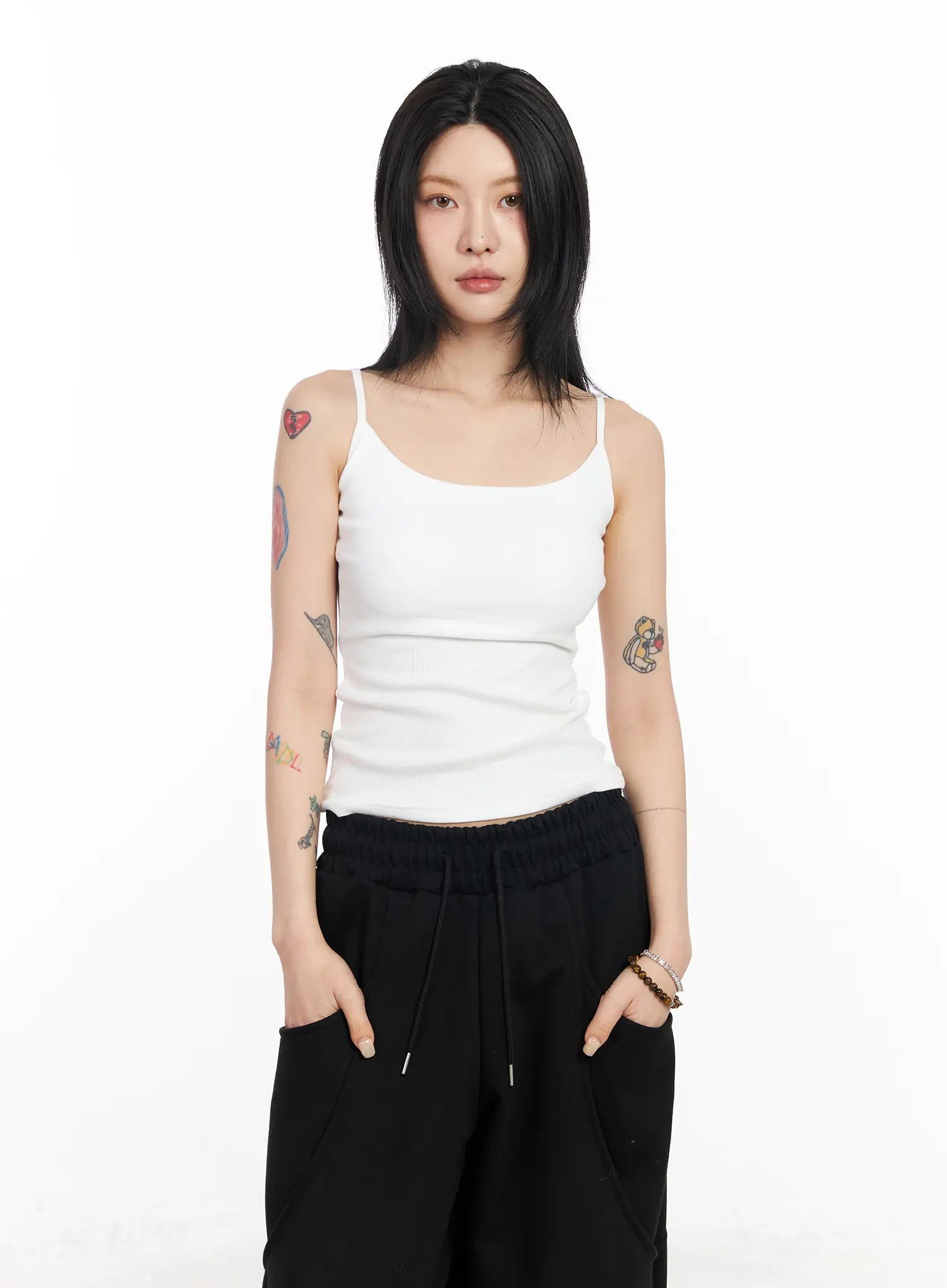 ribbed-sleeveless-tank-top-cf526 / White