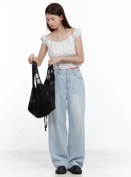 black-mesh-plaid-shoulder-bag