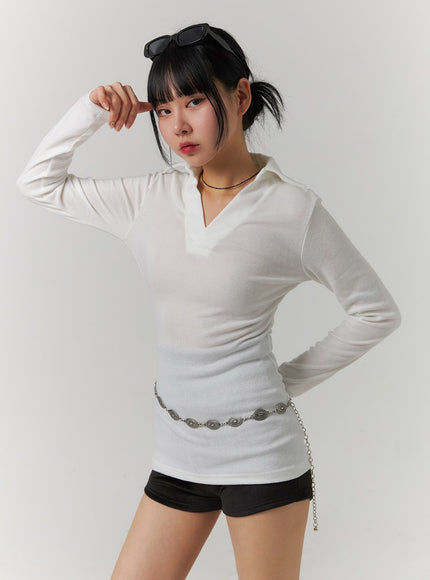 v-neck-collar-long-sleeve-tee-cj419