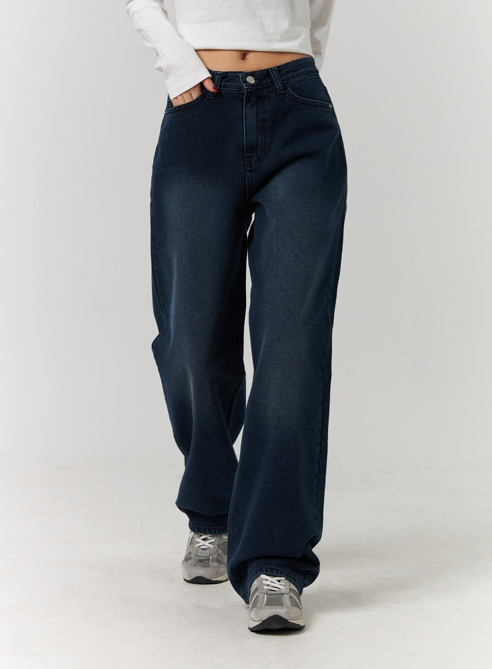 Washed Denim Wide Leg Jeans CD329