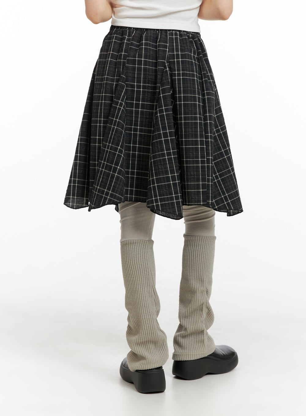 flared-checkered-midi-skirt-cm413