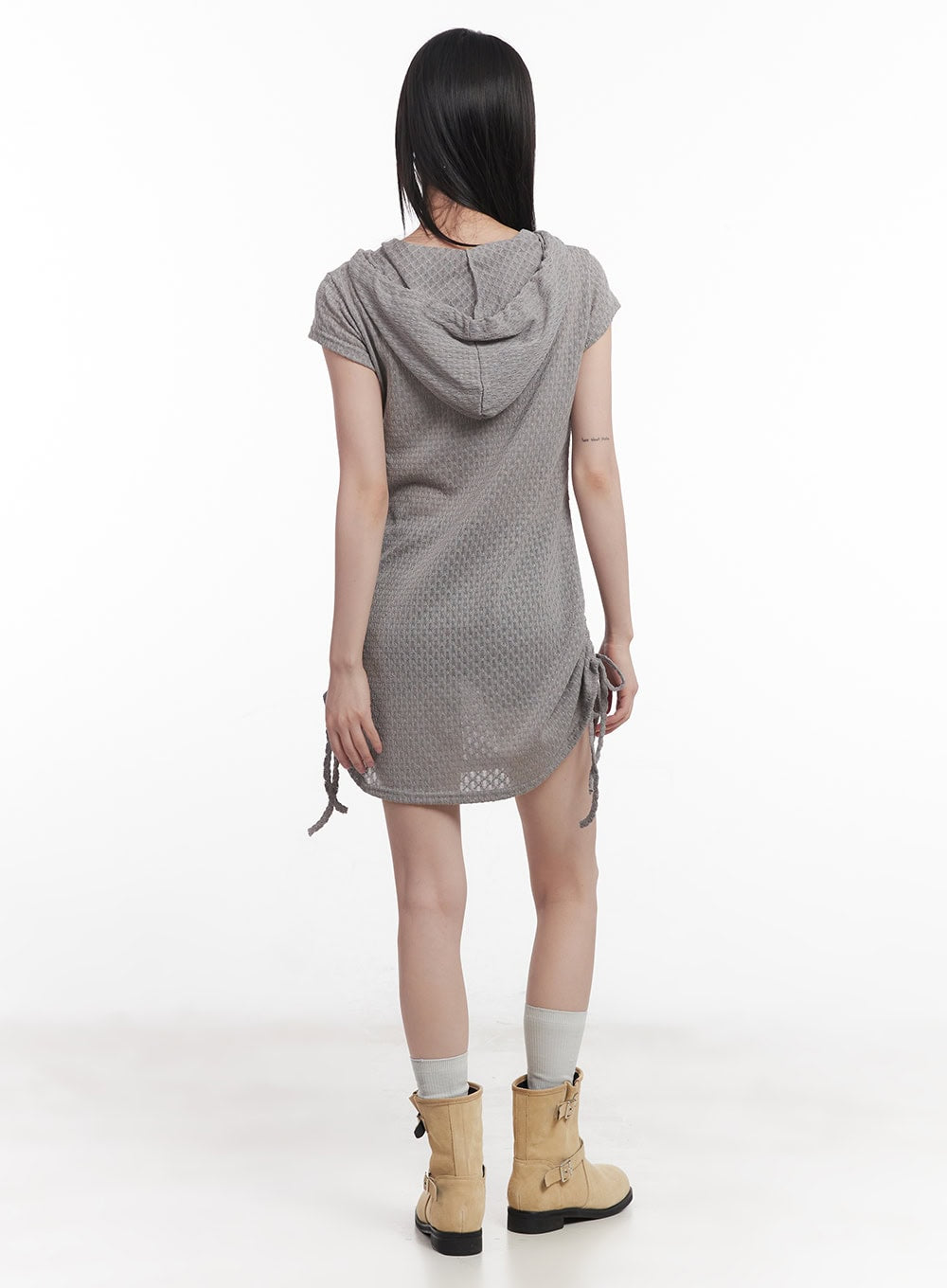 Hooded Loose-Fit Mini Dress CU505 - Korean Women's Fashion | LEWKIN Hooded Loose-Fit Mini Dress CU505 - Korean Women's Fashion | LEWKIN