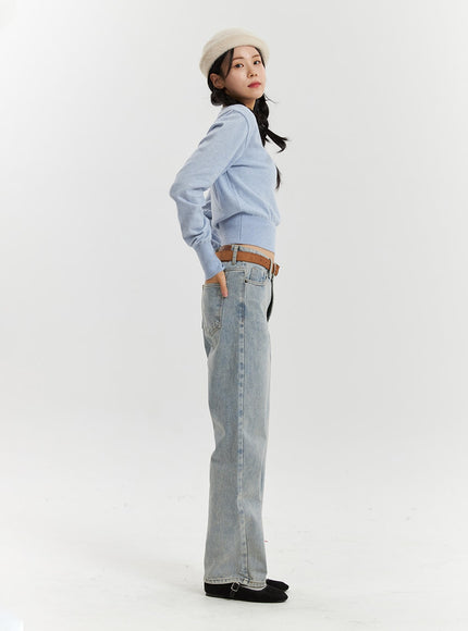 High-Waisted Full-Length Straight Leg Jeans OD320