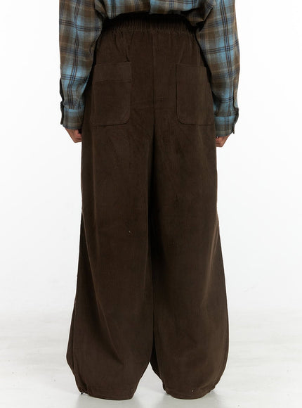 mens-corduroy-pintuck-parachute-pants-brown-is419