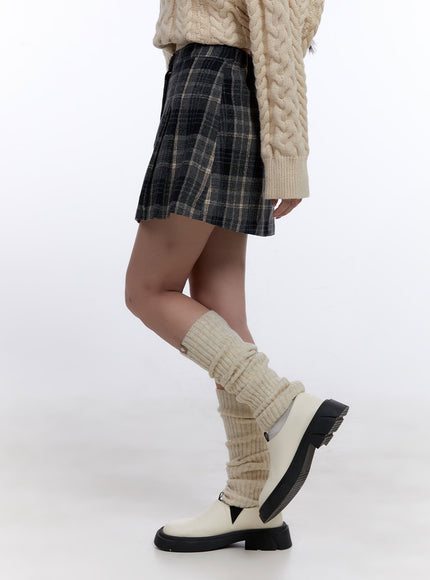 checkered-pleated-winter-mini-skirt-cj513