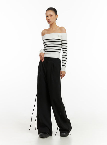 ribbon-tie-wide-fit-polyester-pants-io409