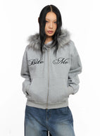 Oversized Fur Zip-Up Hoodie CO529 - Acubi style | LEWKIN
