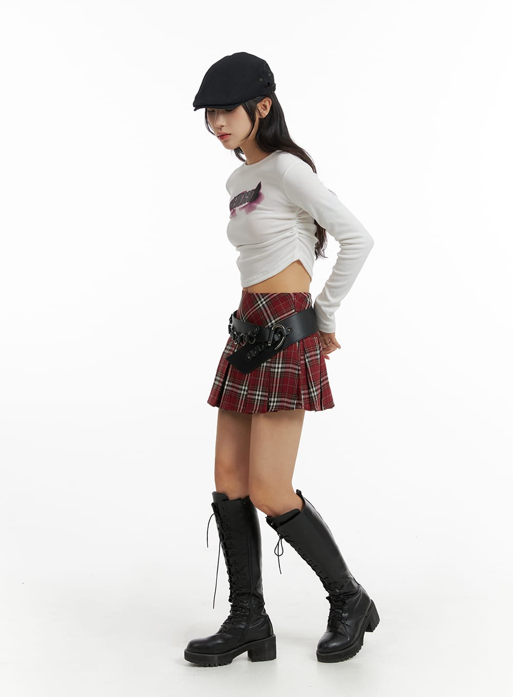 checkered-pleated-mini-skirt-im405