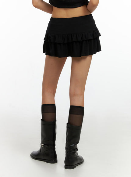 solid-frill-band-mini-skirt-il409