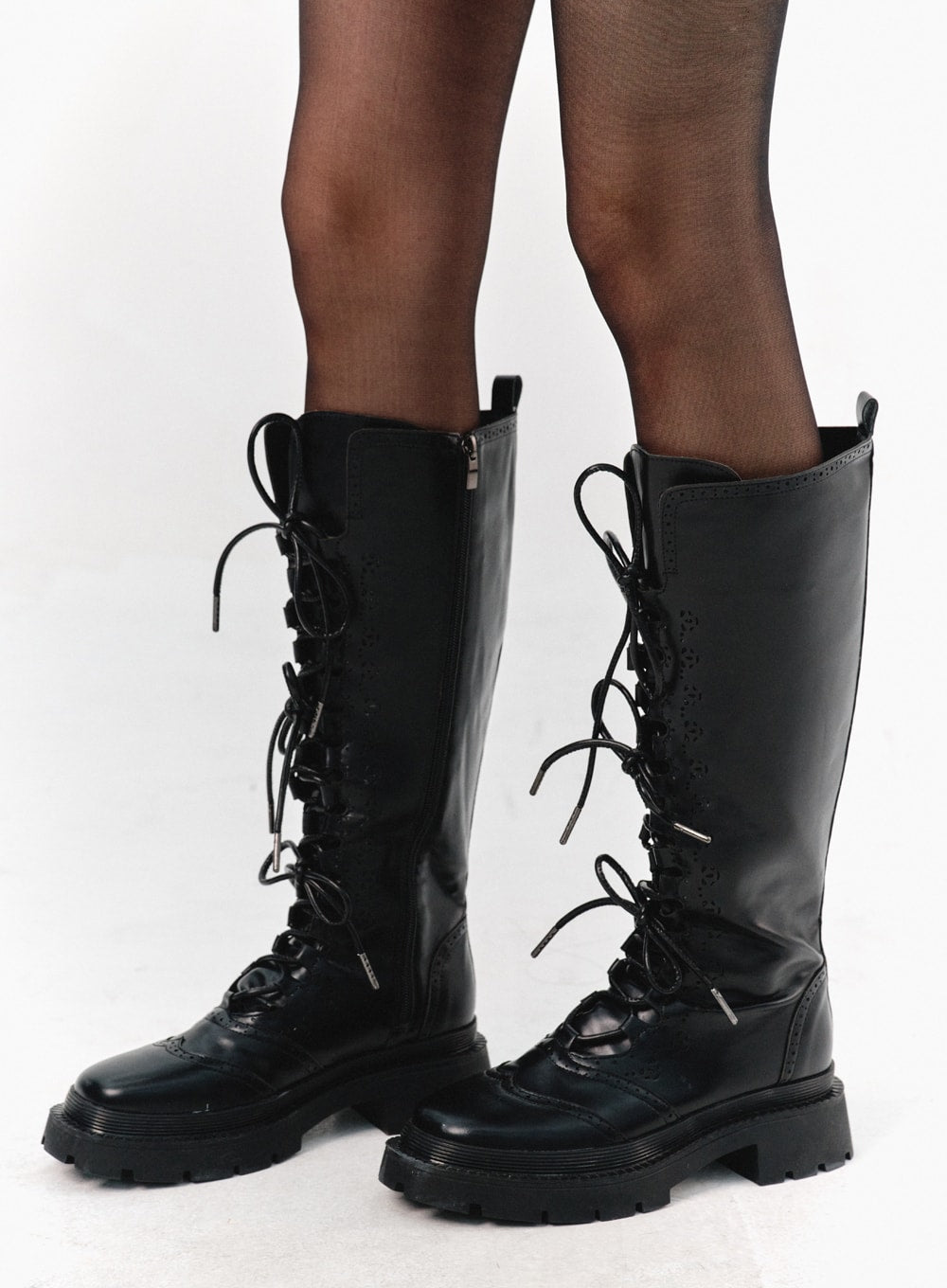 lace up faux leather boots