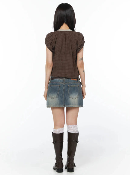 plaid-puff-sleeve-blouse-iu509