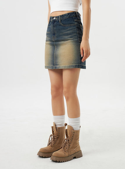 Dark Wash Denim Mini Skirt CY315