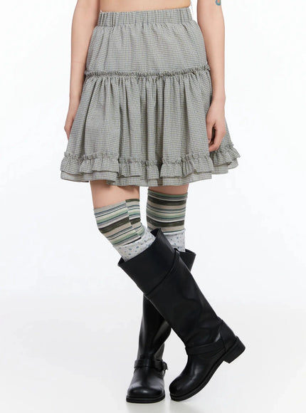 tiered-plaid-frill-midi-skirt-ia523