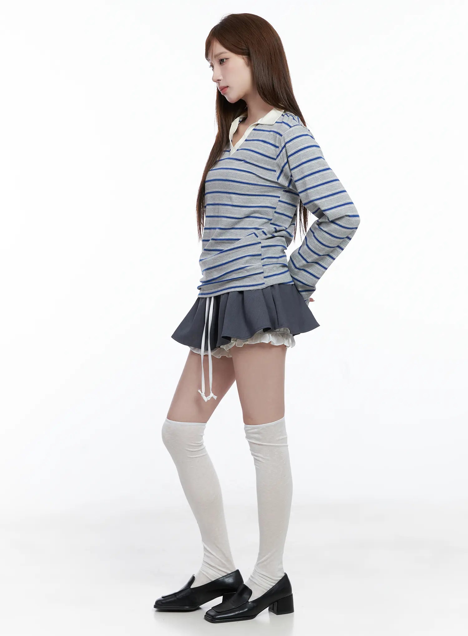 striped-v-neck-collar-polo-shirt-cg529