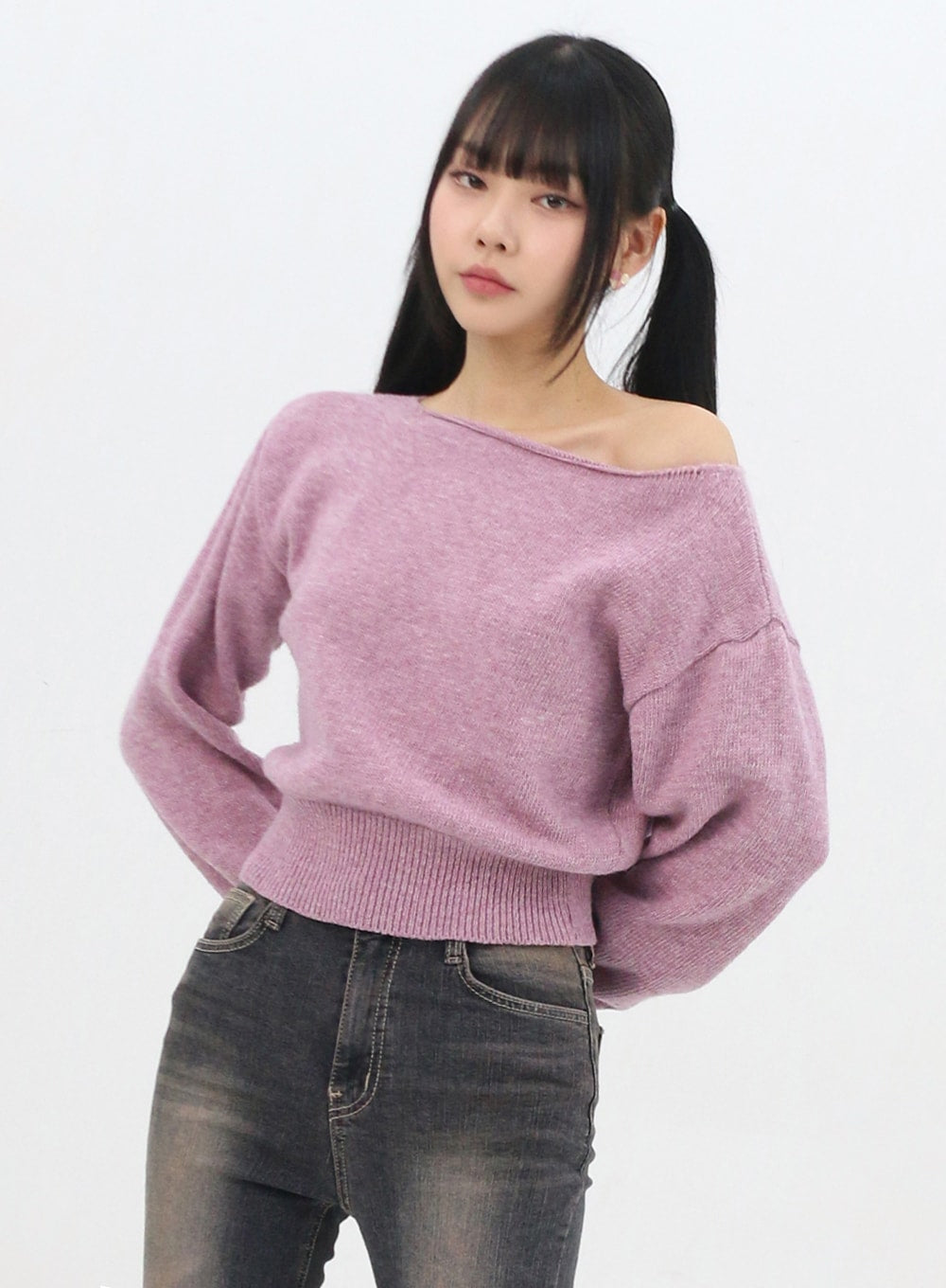 Boat Neck Knit Sweater IN310
