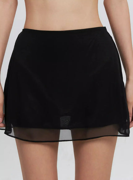 Sheer Chiffon Mini Skirt IS516 - Feminine style | LEWKIN Sheer Chiffon Mini Skirt IS516 - Feminine style | LEWKIN