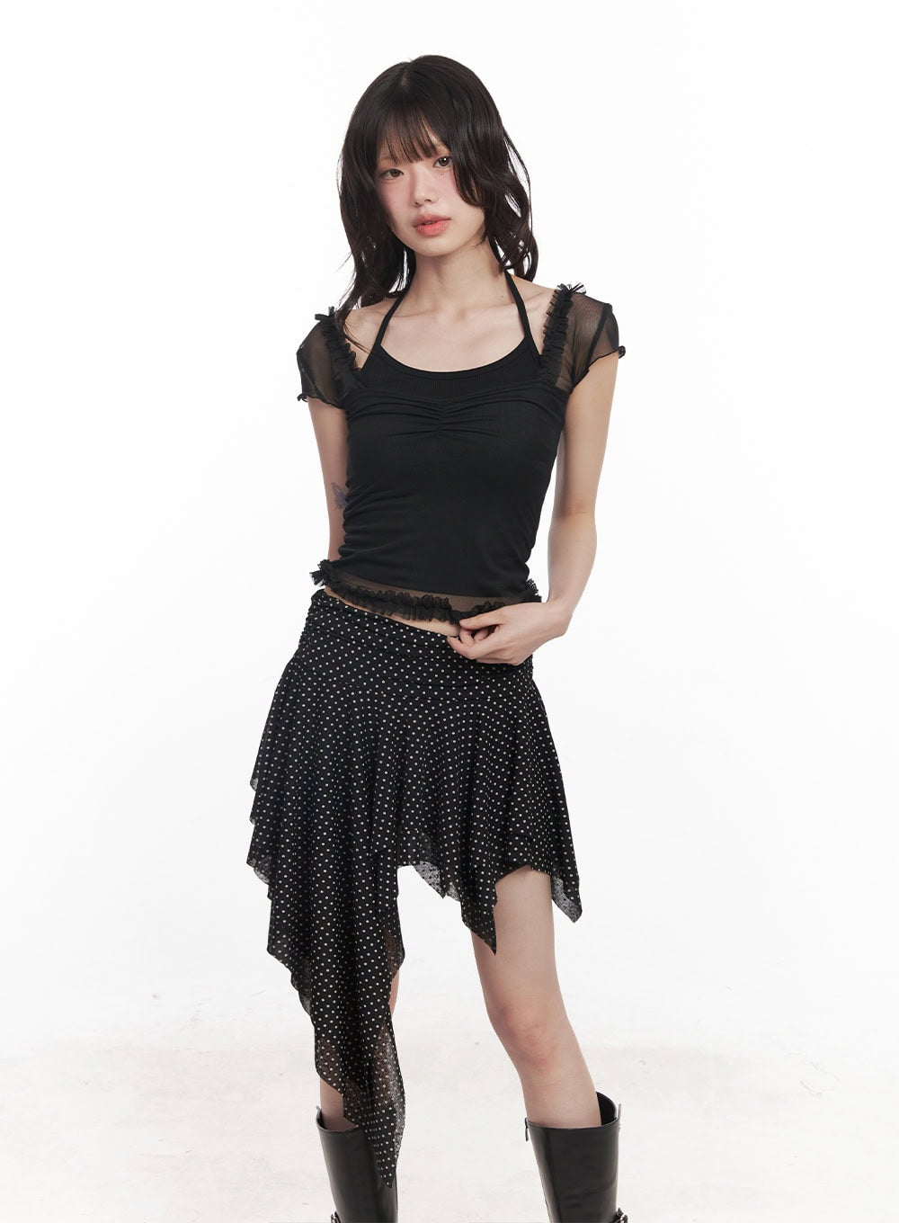 puff-sleeve-sheer-top-cy520