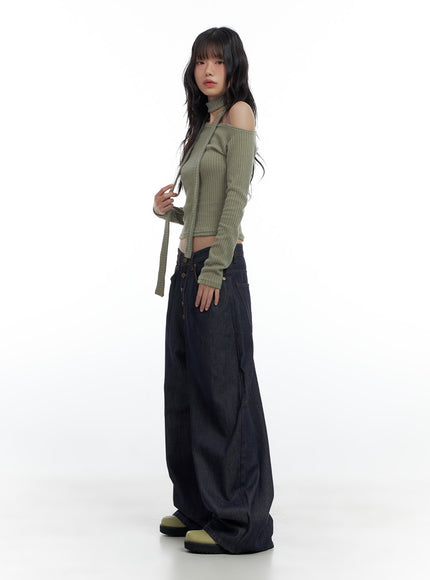 one-shoulder-slim-fit-ribbed-scarf-top-cs420