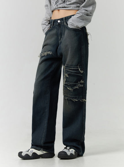 destroyed-pocket-straight-leg-jeans-cd301