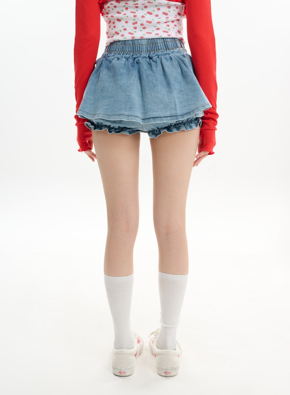 pleated-fringe-denim-mini-skirt-if413