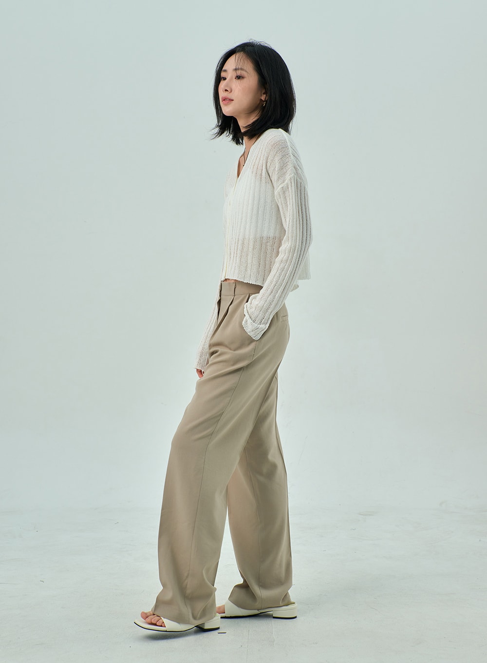 Ribbed Knit Mesh Cardigan OY310 - Korean Women's Fashion 