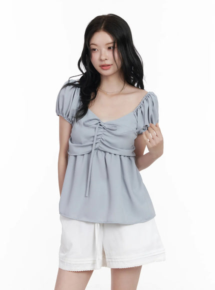 chiffon-ruched-puff-sleeve-blouse-ca510