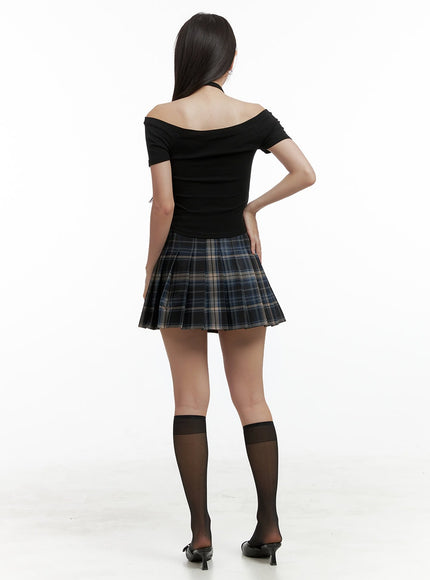 plaid-pleated-mini-skirt-ol401