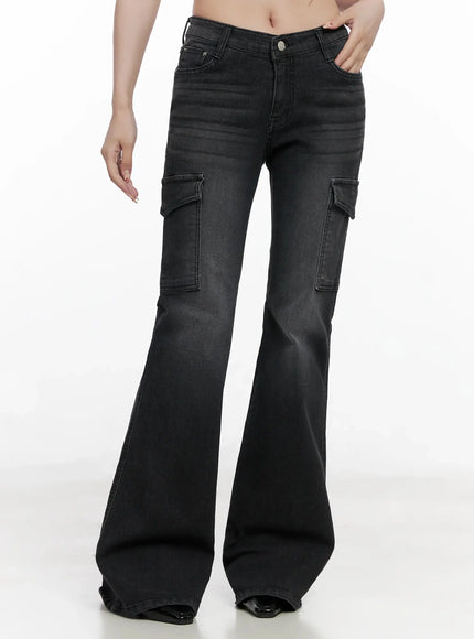 seowon-black-cargo-low-rise-bootcut-jeans-in514