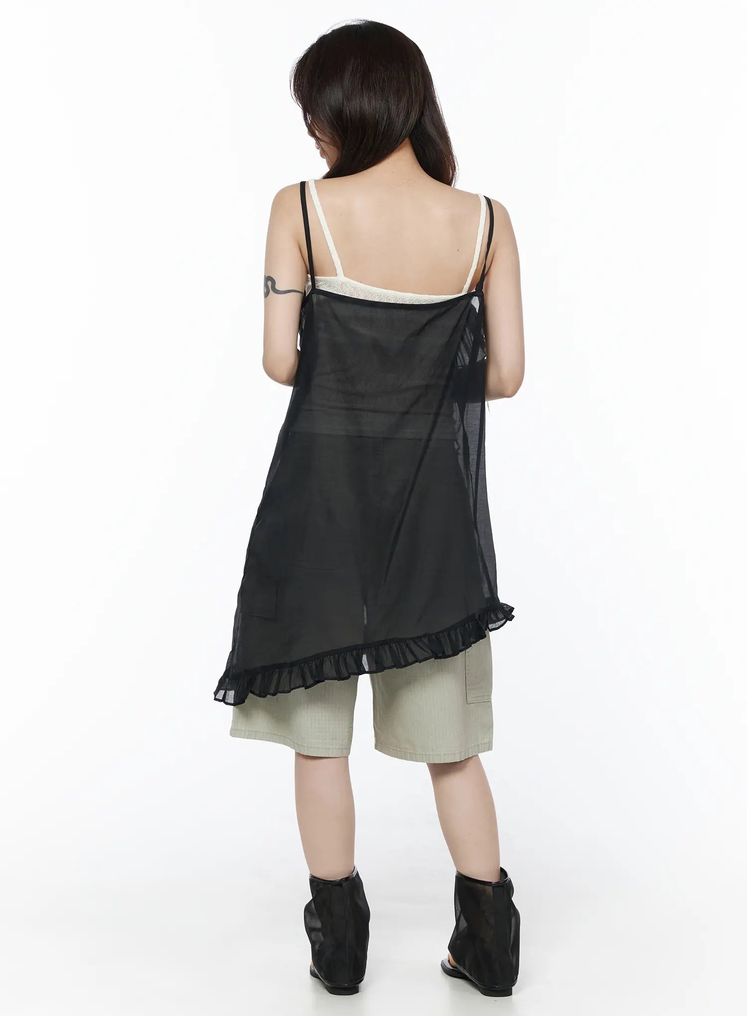 sheer ruffle midi dress Short Sleeves Sheer Ruffle A-Line Midi Wedding Guest Dress