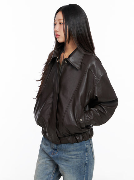 Faux Leather Bomber Jacket CD321