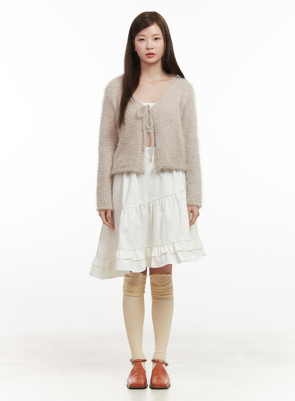 fuzzy-ribbon-tie-cardigan-ij527