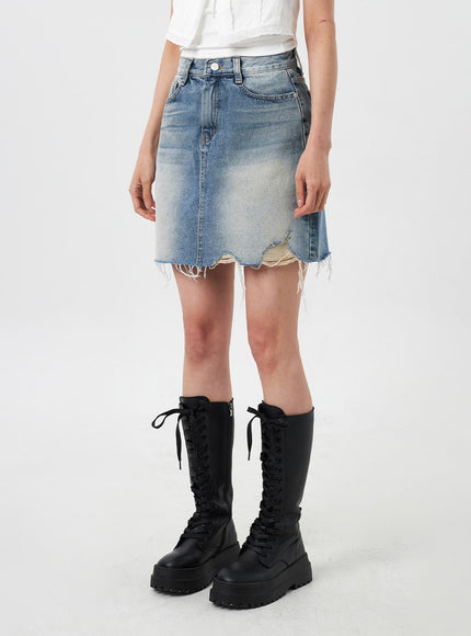 Denim Ripped Mini Skirt CY303